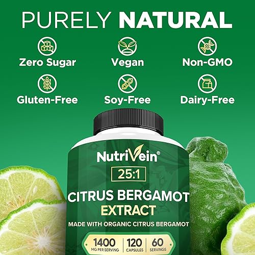 Miniatura 8 de Nutrivein Paquete de suplementos prémium de bergamota cítrica y vinagre de sidra de manzana cápsulas de vinagre de sidra de manzana y suplemento de