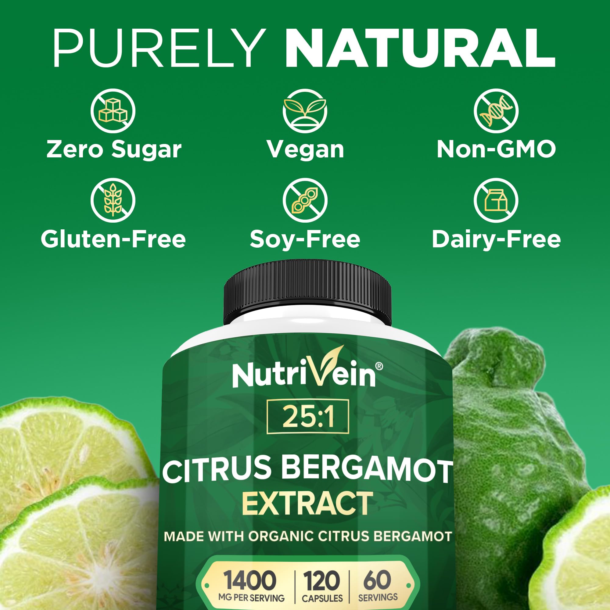 Nutrivein Premium Citrus Bergamot Supplement 1400mg - 120 Caps — Amazon image 6