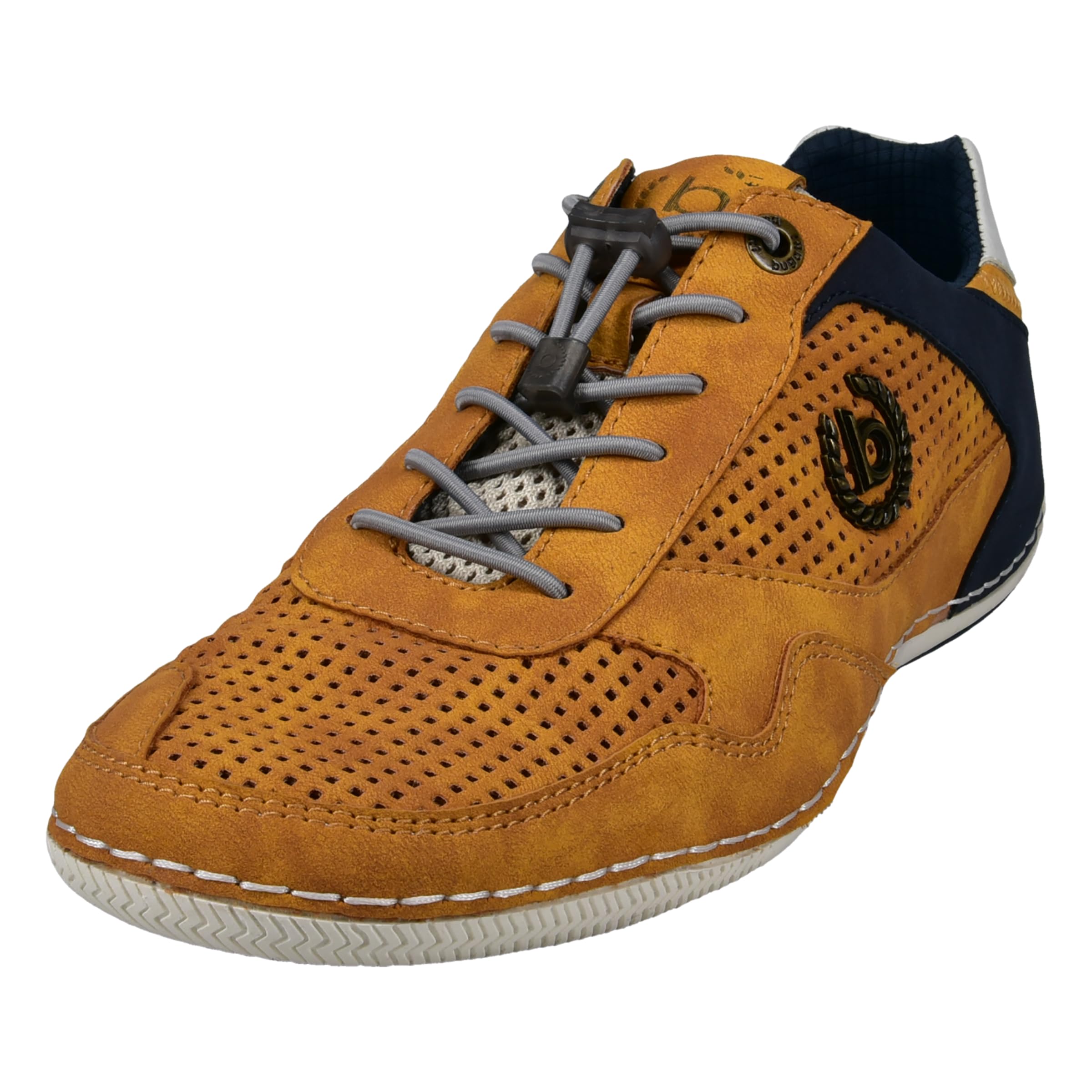 bugatti Men's Casual sneaker with flexible sole, lace-up shoe with memory foam, elastic laces, Yellow, 6.5 UK