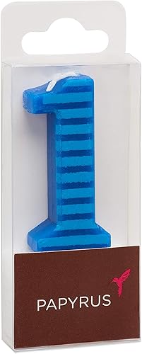 Miniatura 2 de Papyrus Paquete de velas de cumpleaños con números, rayas azules (10 unidades)