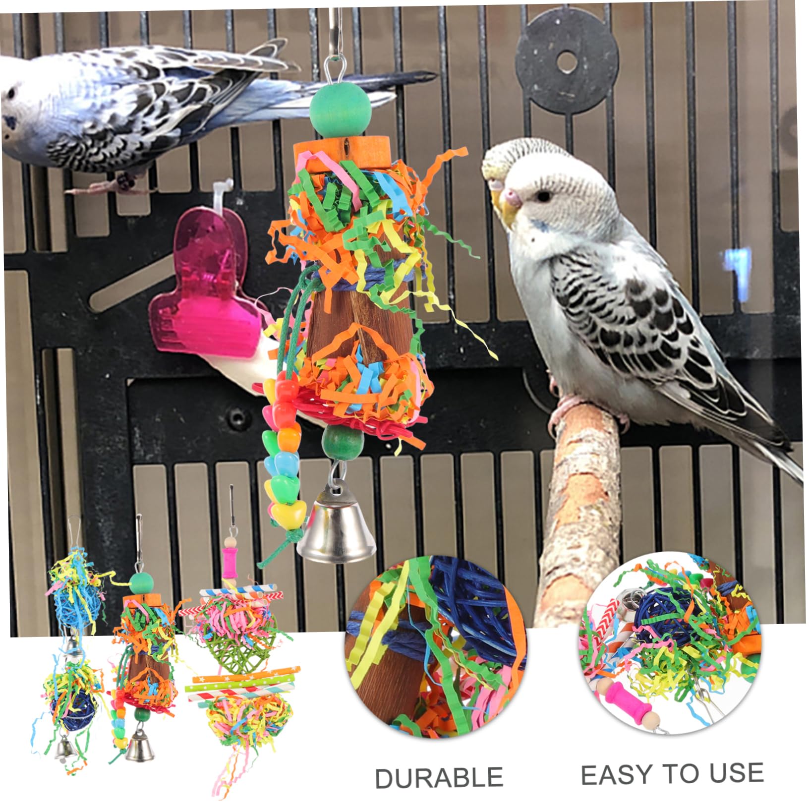 FOMIYES Lot De 4 Grands Jouets pour Oiseaux Jouet À Mâcher pour Perroquet Jouet De Dentition Amusant pour Perroquet Jouets pour Oiseaux 4 Pièces X 4