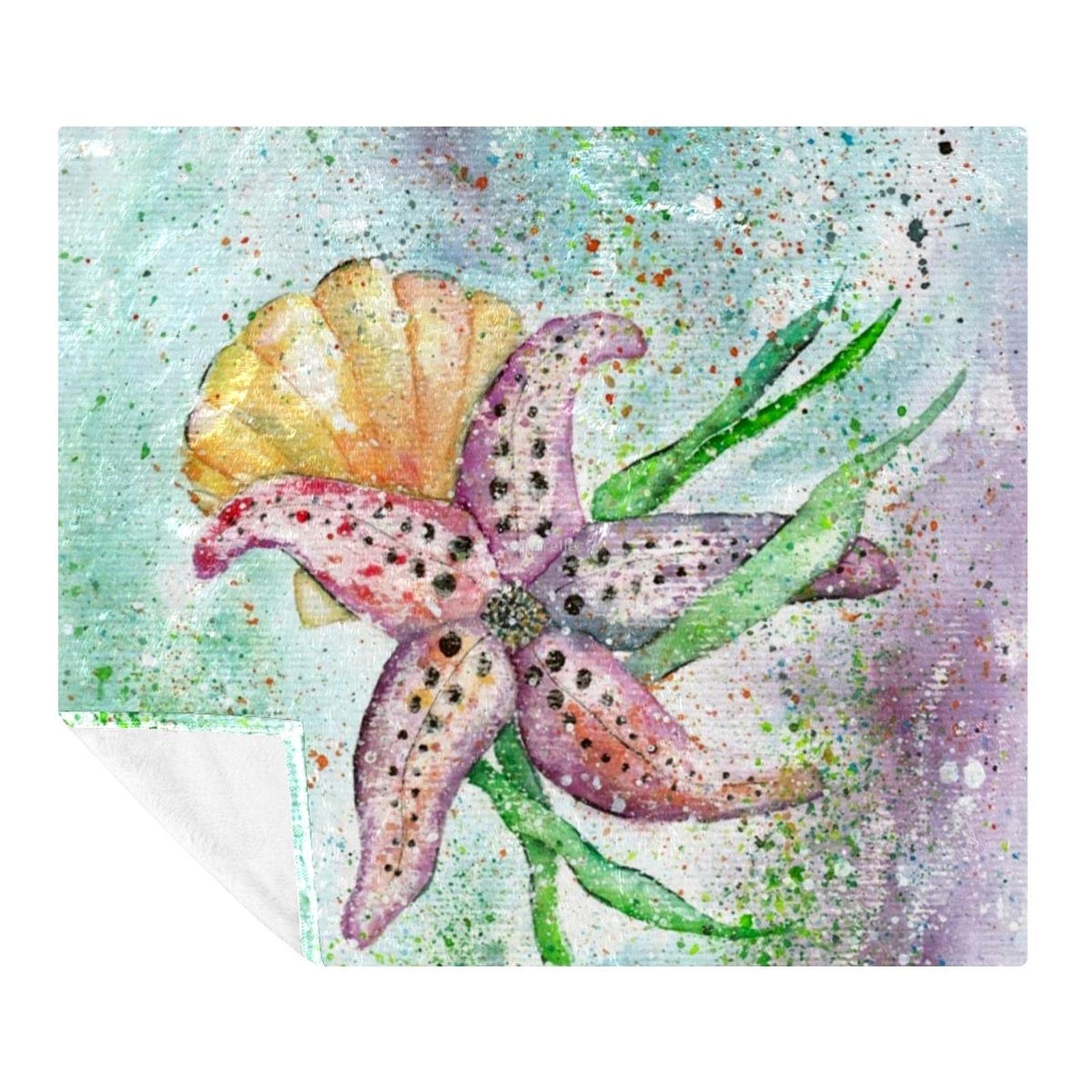 Couverture polaire océan pétoncles d'étoile de mer pour lit et canapé