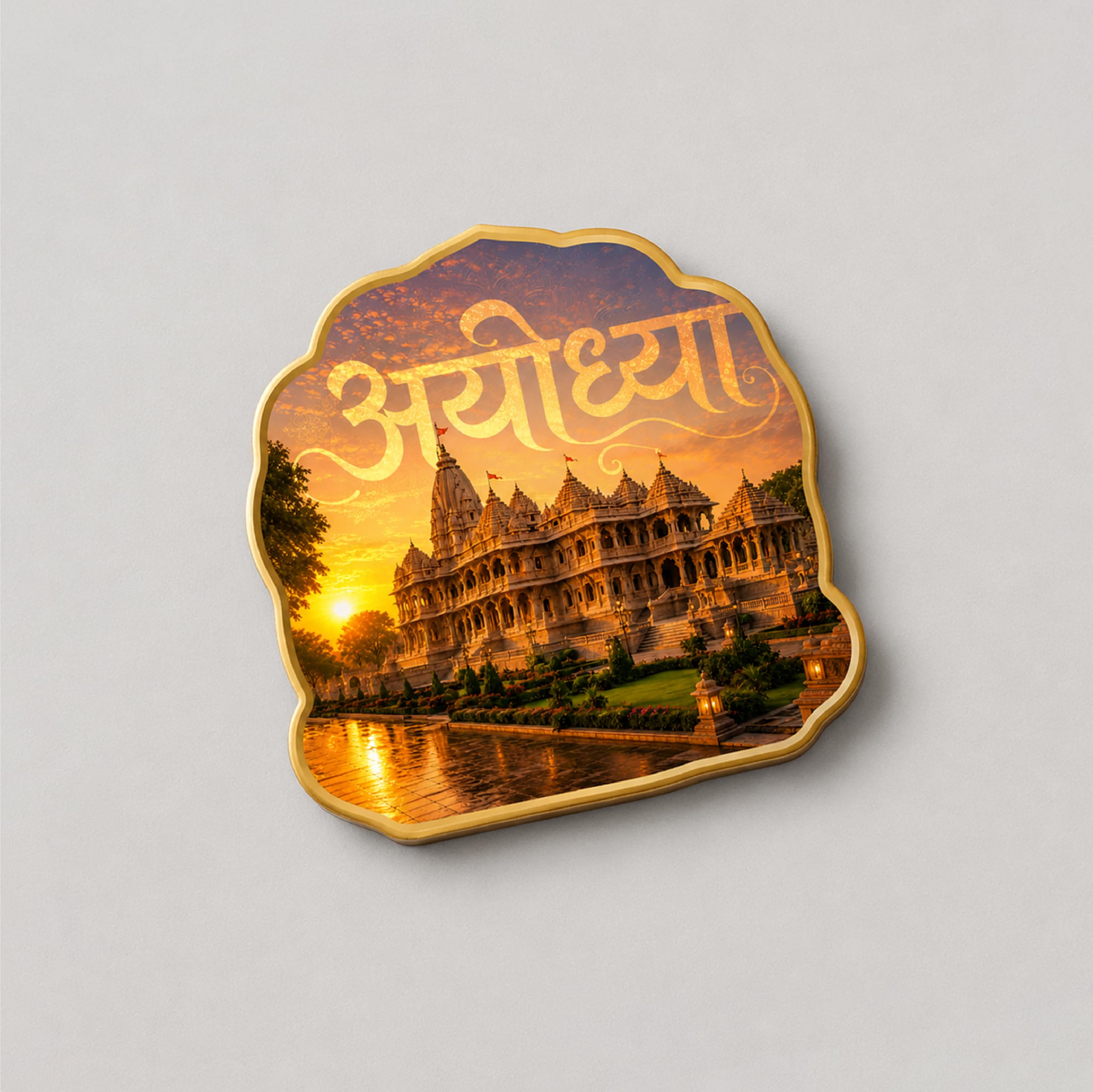 Ayodhya Shri Ram Mandir Wooden Fridge Magnet | Ayodhya Souvenir Refrigerator Magnet | Ram Mandir India Travel Keepsake | Decorative Kitchen & Office Magnet | 3 Inch-image-40