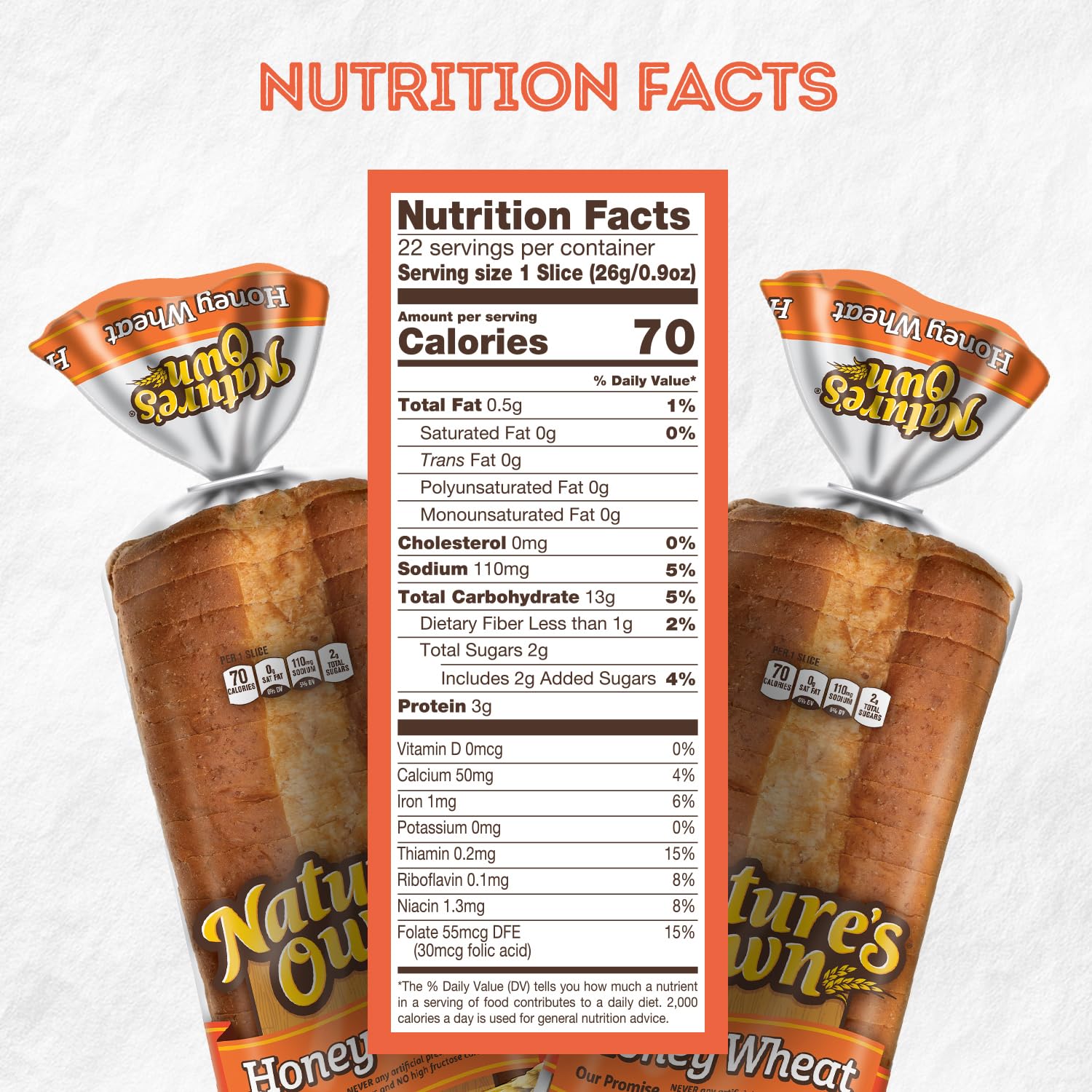 Natures Own Honey Wheat Honey Wheat Sandwich Bread 20 oz Loaf — view 2