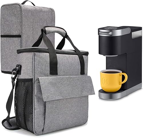 Bolsa de transporte para cafetera de viaje con funda, estuche para Keurig K-Mini o K-Mini Plus, cápsula de café o taza de viaje, gris (solo bolsa y