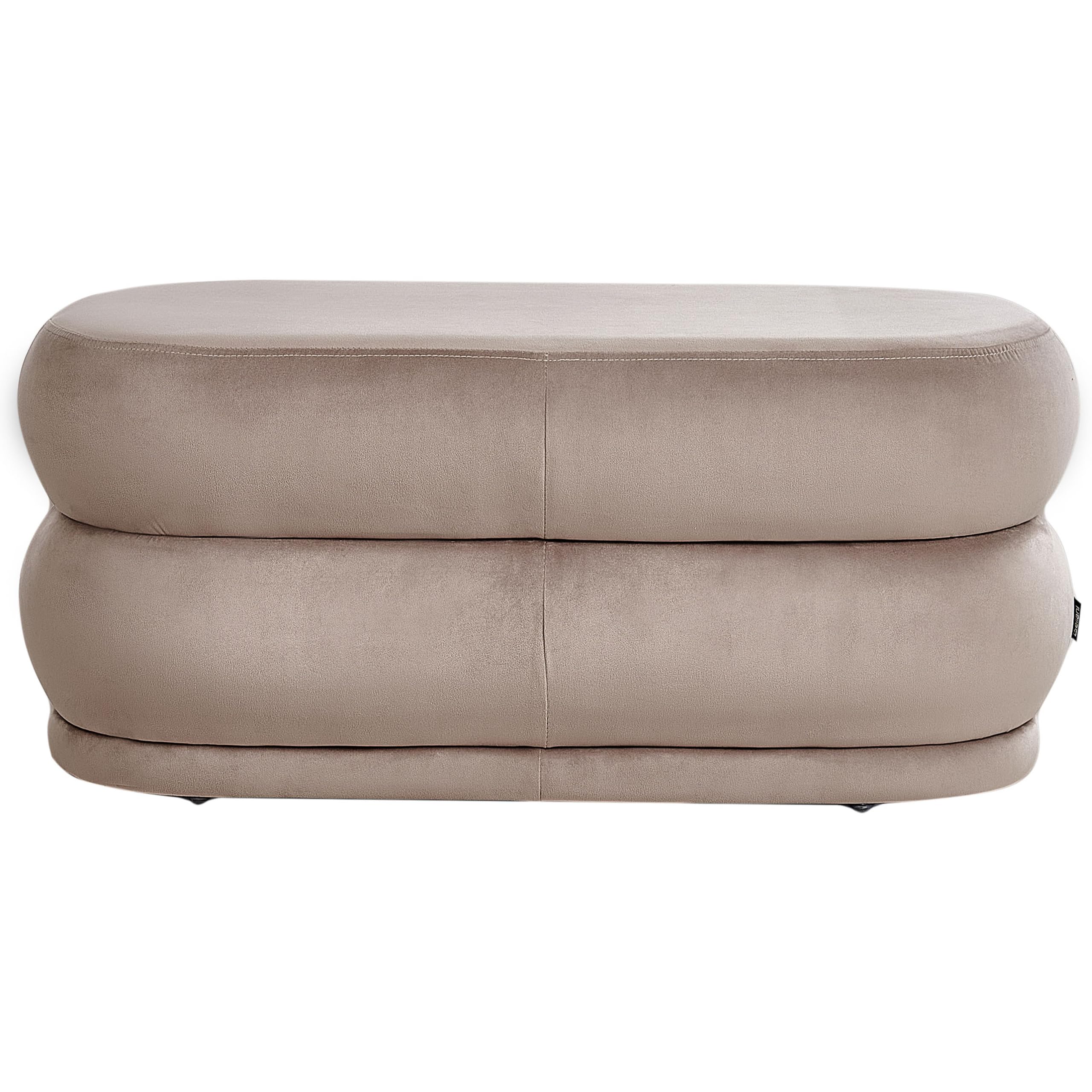 Banquette Moderne Pouf d'Appoint Rembourré en Velours Taupe Ellendale