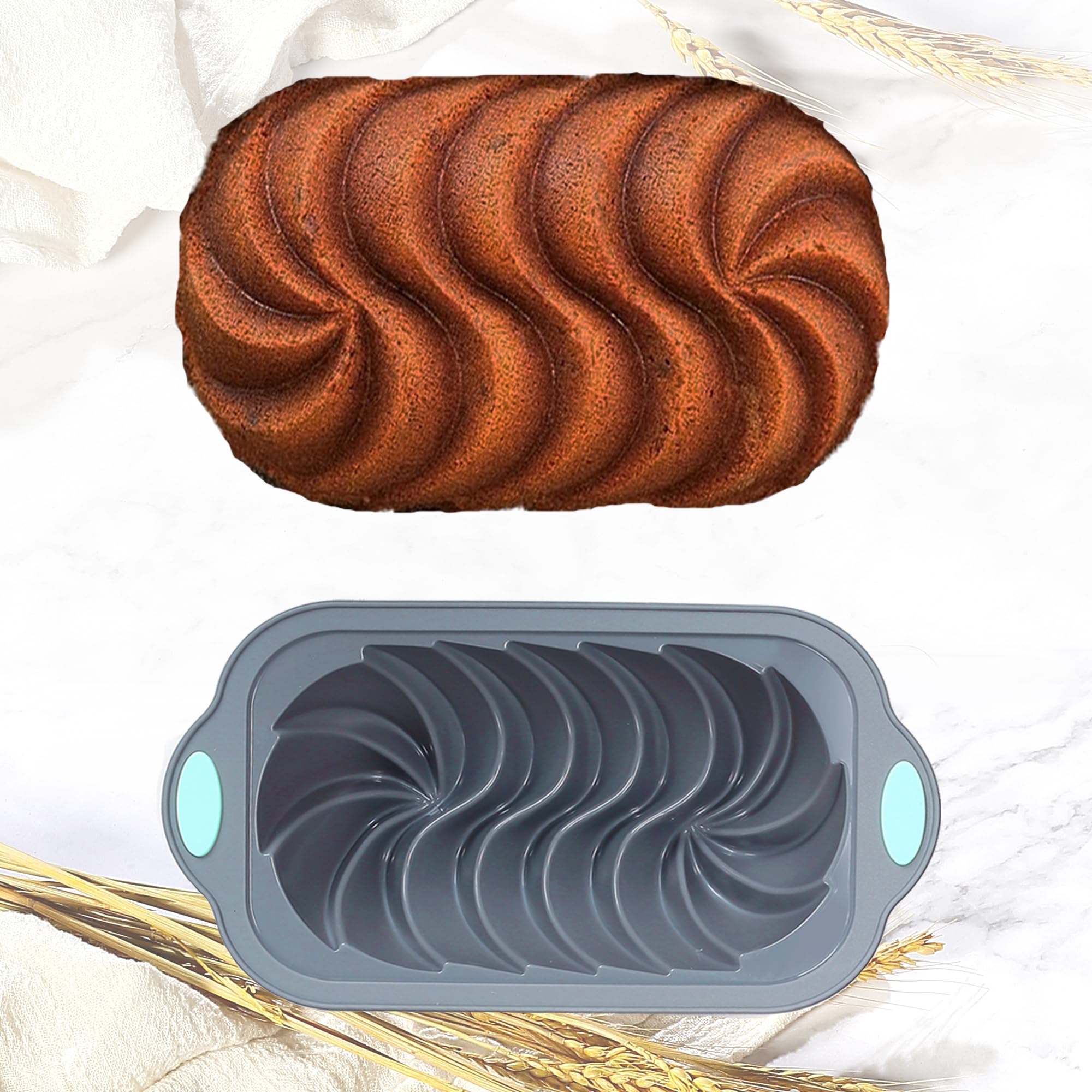 Tongjude 4 pezzi Pan di silicone per la cottura del pane, Pan di cucina antiaderente per il forno, perfetto per pane alla banana, torta di libbre e polpettone, 4 tazze, grigio