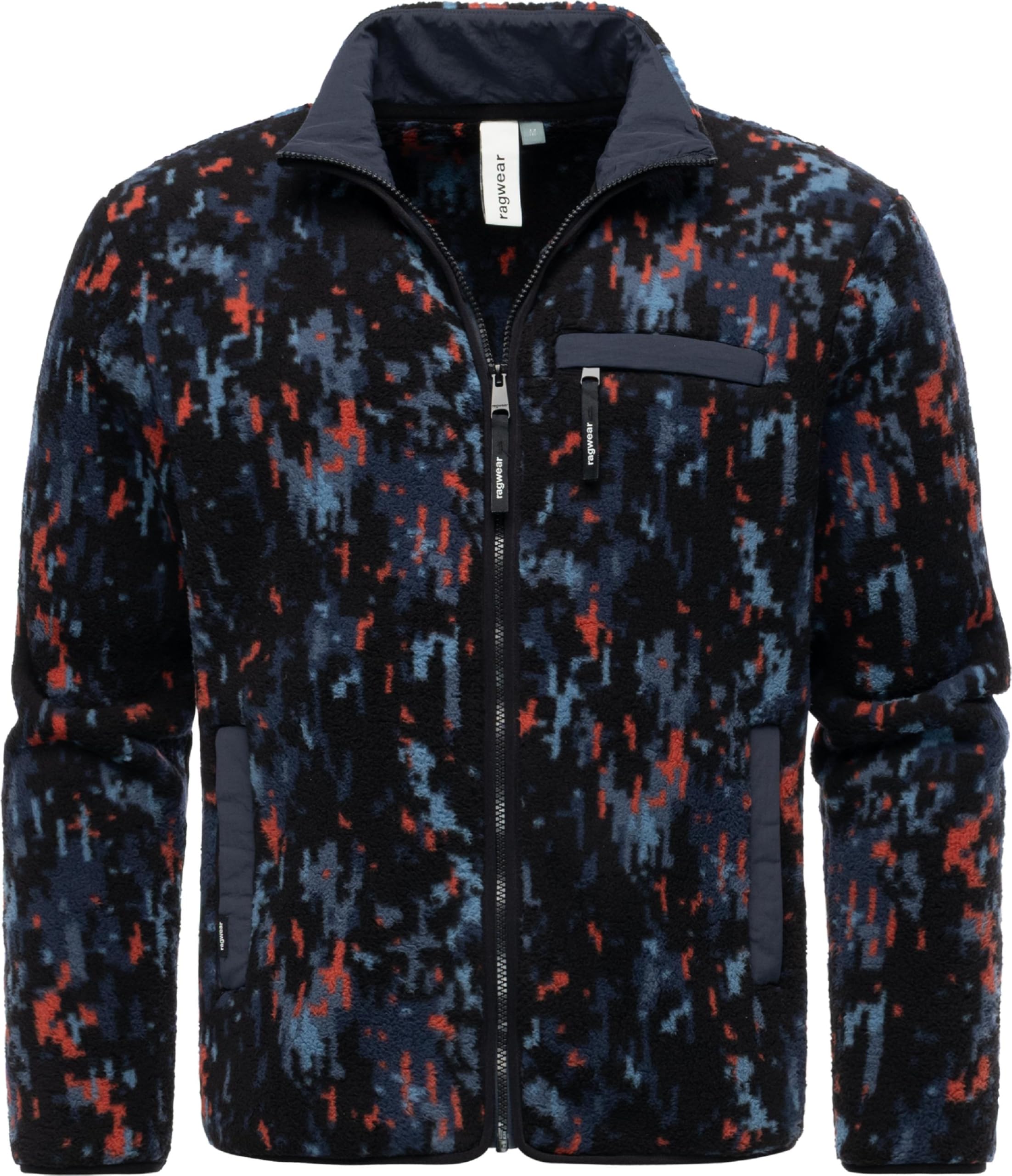 Ragwear Herren Fleecejacke warme Teddyfleece-Jacke Plüschjacke mit Brusttasche Tawon Print S-XXL