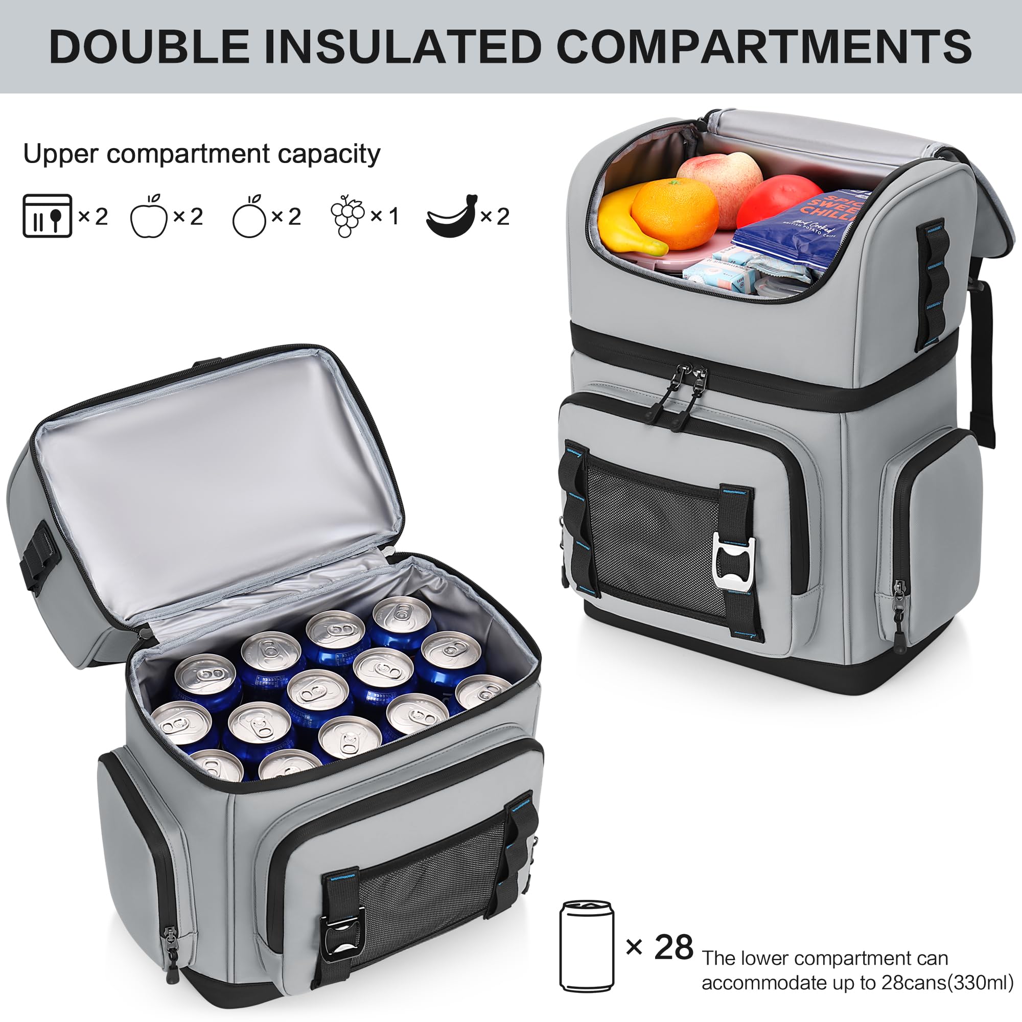 Mochila Nevera Isotermica Grande, Doble Capa Impermeable Mochila Termica, Bolsa Picnic A Prueba de Fugas