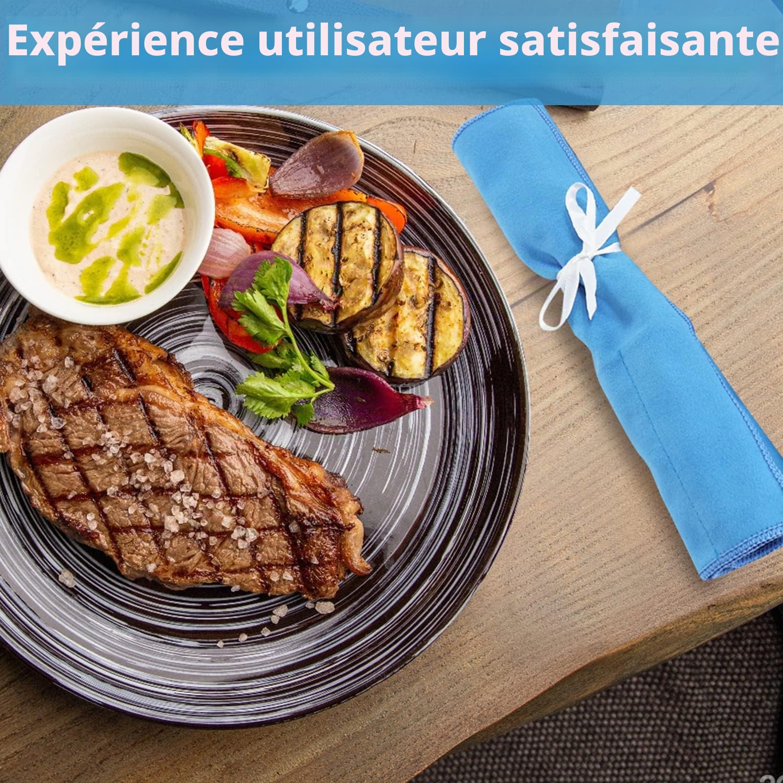ikaufen Lot de 8/10 sacs de rangement argentés en flanelle anti-ternissement pour argenterie, couverts, ruban blanc pour ustensiles de cuisine
