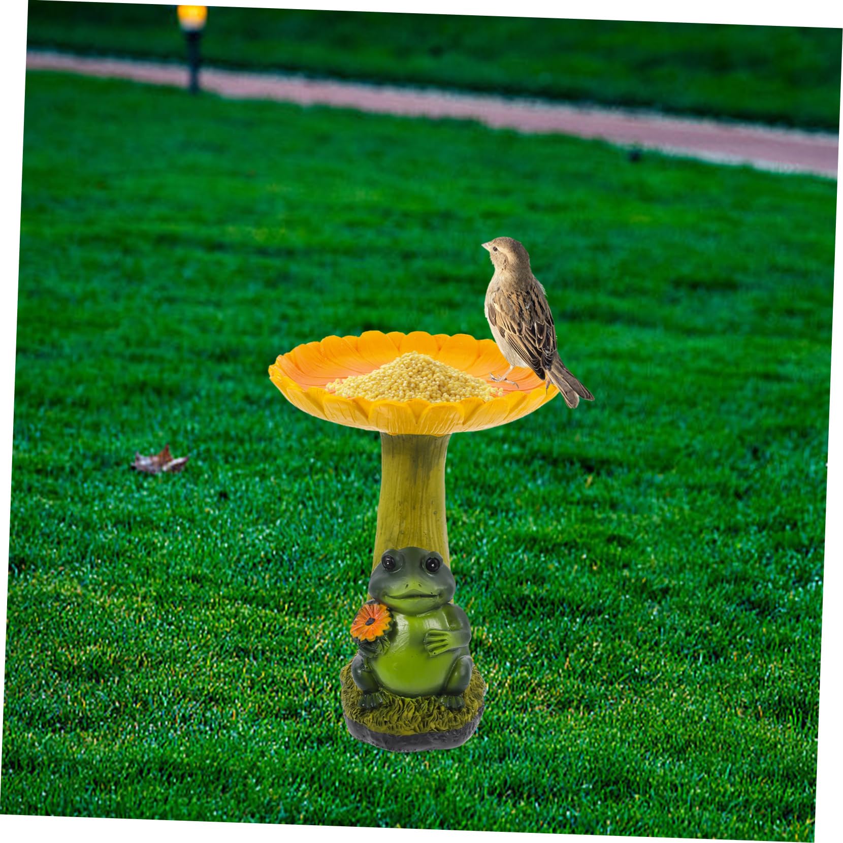 HANABASS Baño Complemento Rana para Resina Pájaros de Girasol de Diseño y Adorable Portátil para Decoración de Jardín y Exteriores para Aves Patio