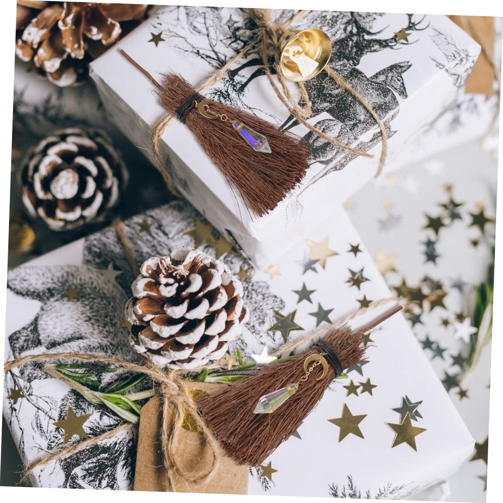 HOOTNEE Witch Halloween Decor Witch Broom Decorative Halloween Broom Pendant Mini Broom Ornament Wiccan Stuff