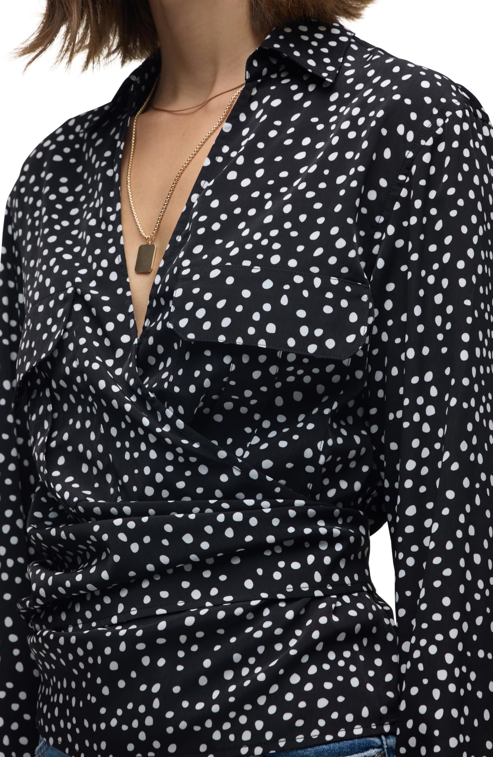 Hudson Damen Long Sleeve Wrap Shirt Langärmeliges Wickelhemd