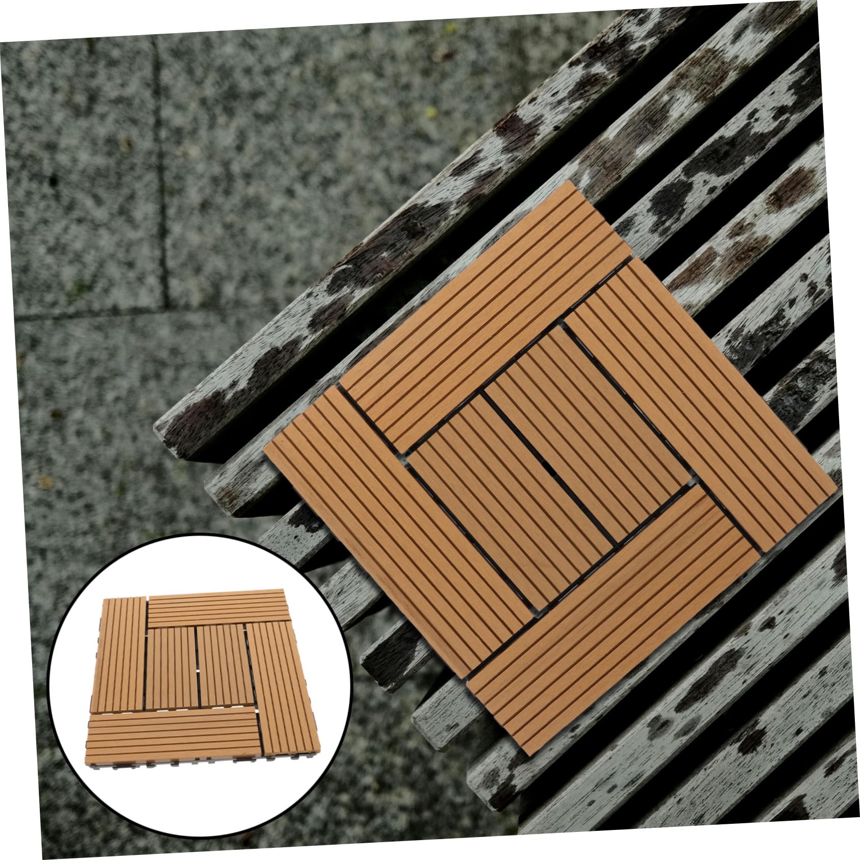 Dalles de Terrasse Clipsables Bois Plastique Durables pour Balcon Patio Jardin DIY Revêtement Sol Extérieur