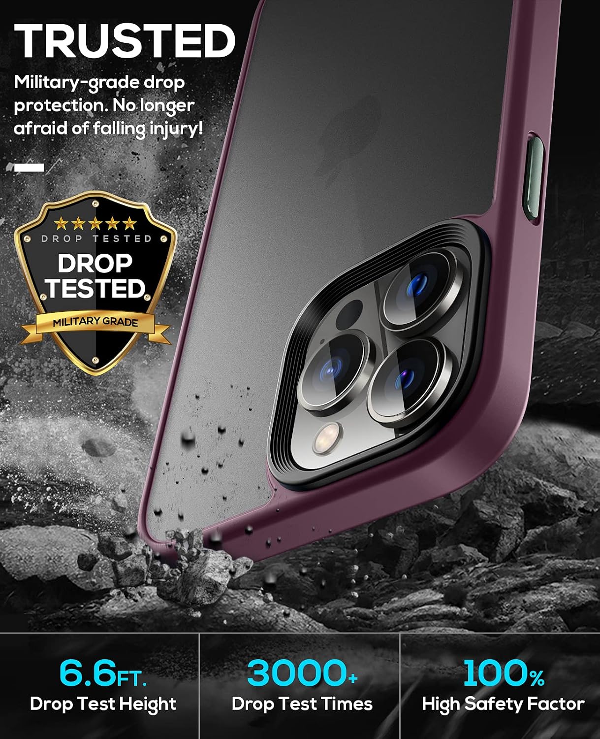 Dadanism Designed for iPhone 13 Pro Max Case Women, [Military Grade Drop Protection] Shockproof Translucent Slim Clear Case for iPhone 13 Pro Max 6.7 inch 2021, Magenta,P723314051260