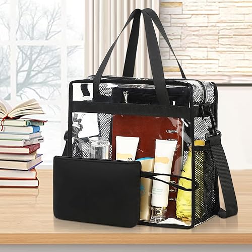 Miniatura 8 de Bolsa transparente aprobada para estadios de 12 x 6 x 12 pulgadas, bolsa cruzada transparente, bolso cruzado para trabajo, viajes, playa