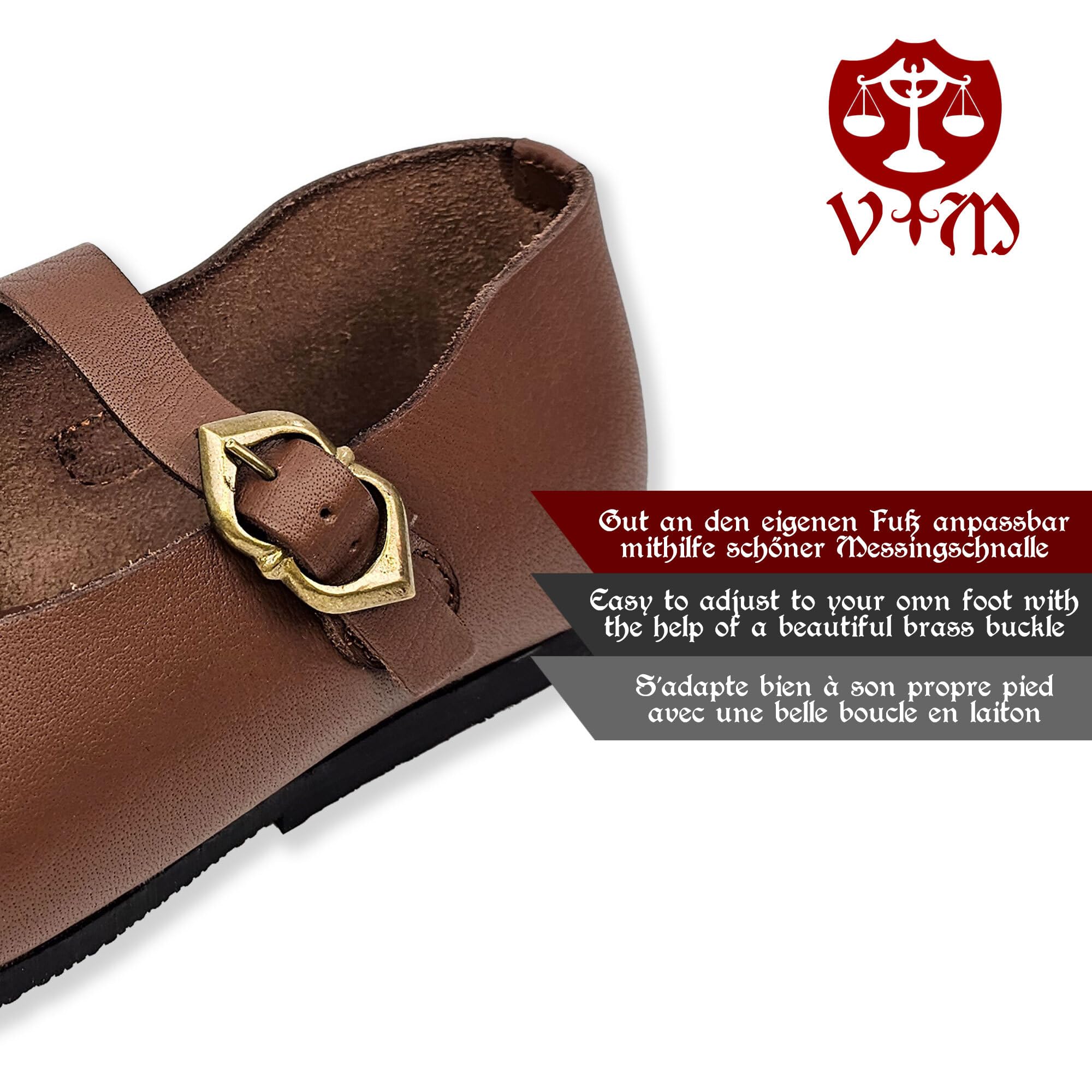 Mittelalter Schuhe Damen Braun Riemchenschuhe