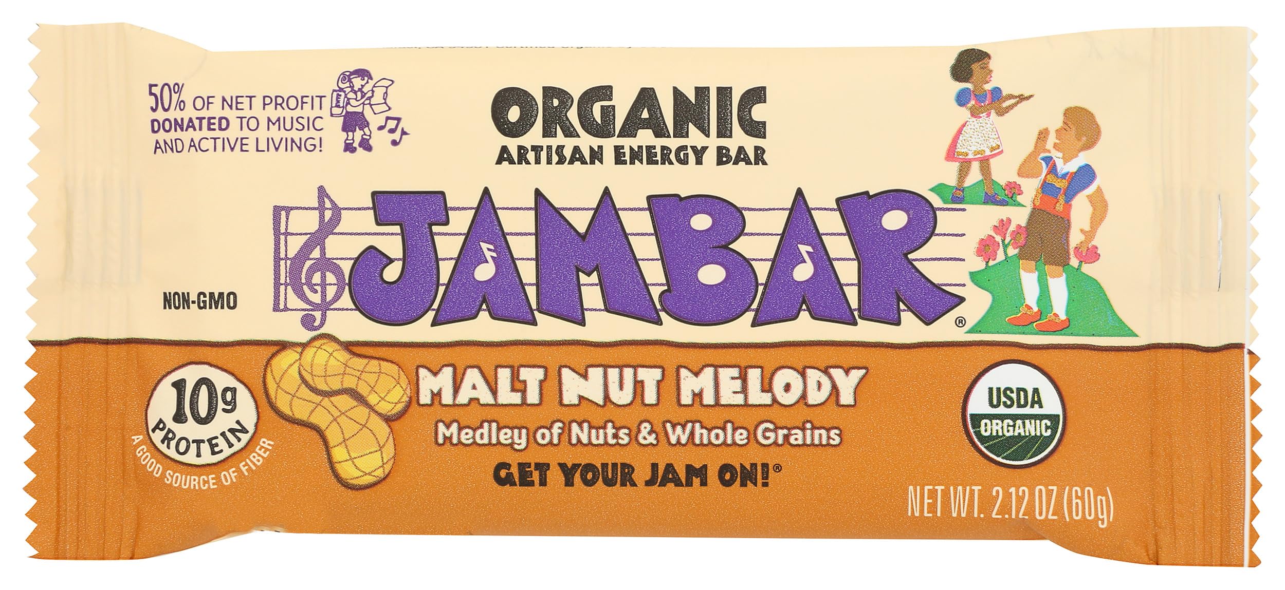 Jambar, Bar Energy Malt Nut Melody Organic, 2.12 Ounce
