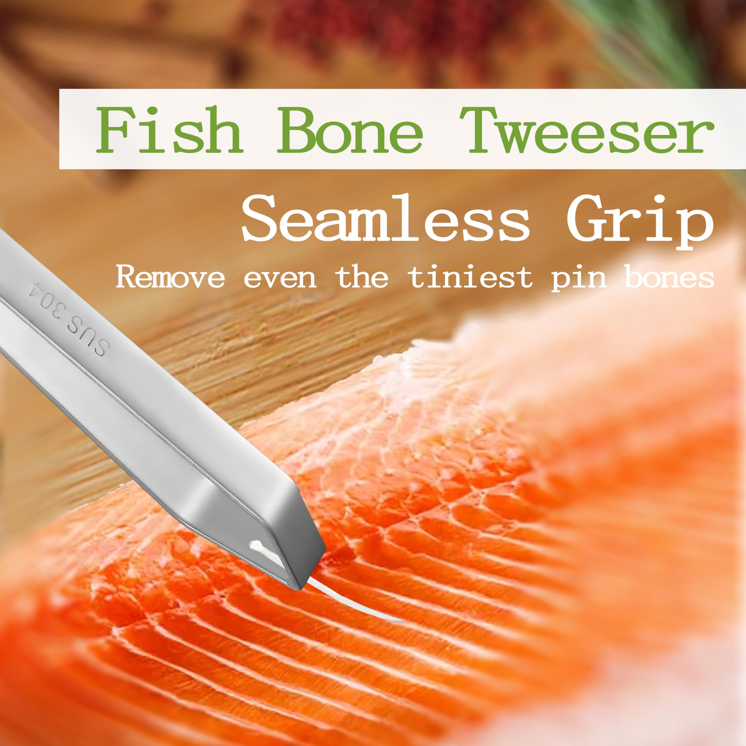 Fischgrätenzange/Pinzette 304 Lebensmittelqualität Edelstahl Fisch Entgräten Werkzeug Kit für alle Arten von Fischen