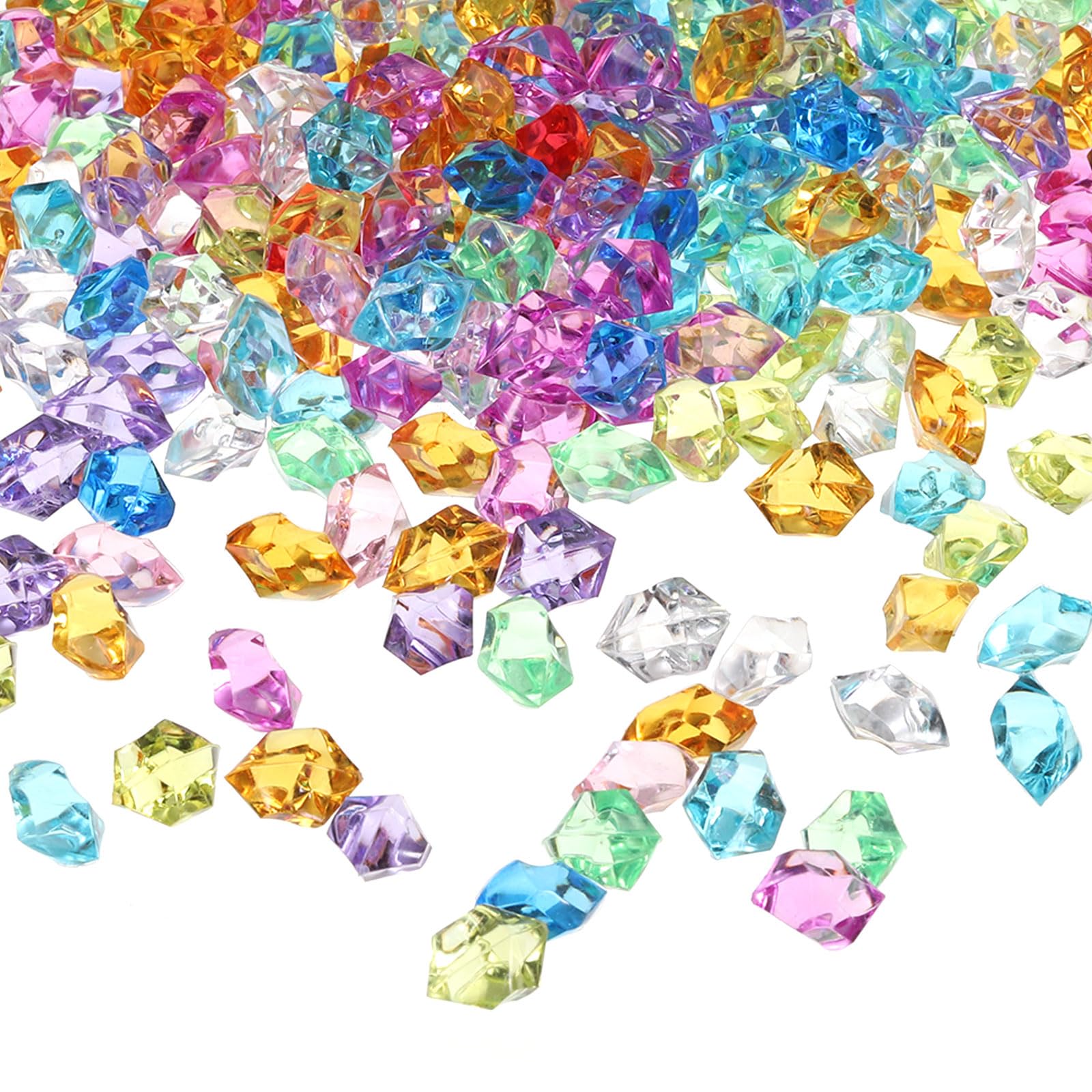 uxcell 1000pcs Fake Ice Rocks, Dazzling Clear Resin Crushed Ice Sparkling Fake Diamonds Gem Stones for Vases Fillers Table Scatter, Theme Party Favors, Multicolor