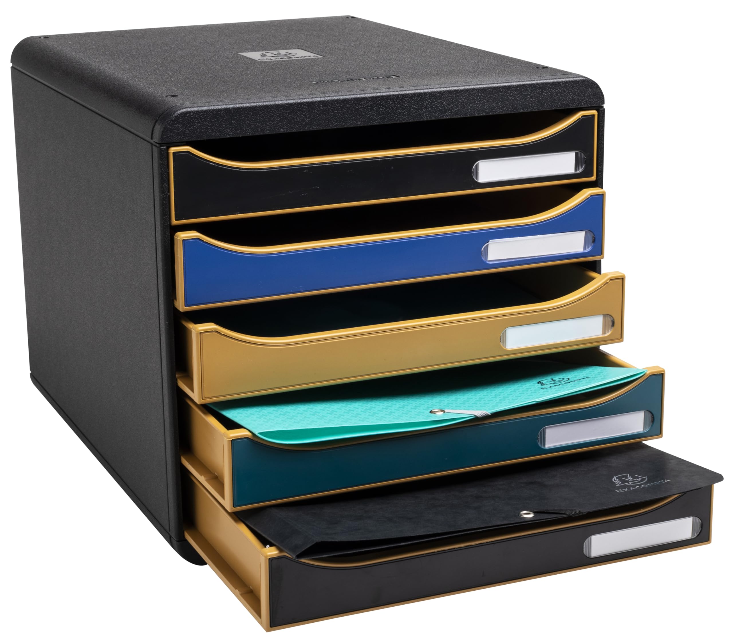 Exacompta - Ref. 309505D - Módulo de clasificación, almacenamiento BIG BOX+ Neo Deco - Caja de 5 cajones para documento A4+ Dimensiones externas. Profundidad: 34,7 x ancho 27,8 x altura 27,1 cm
