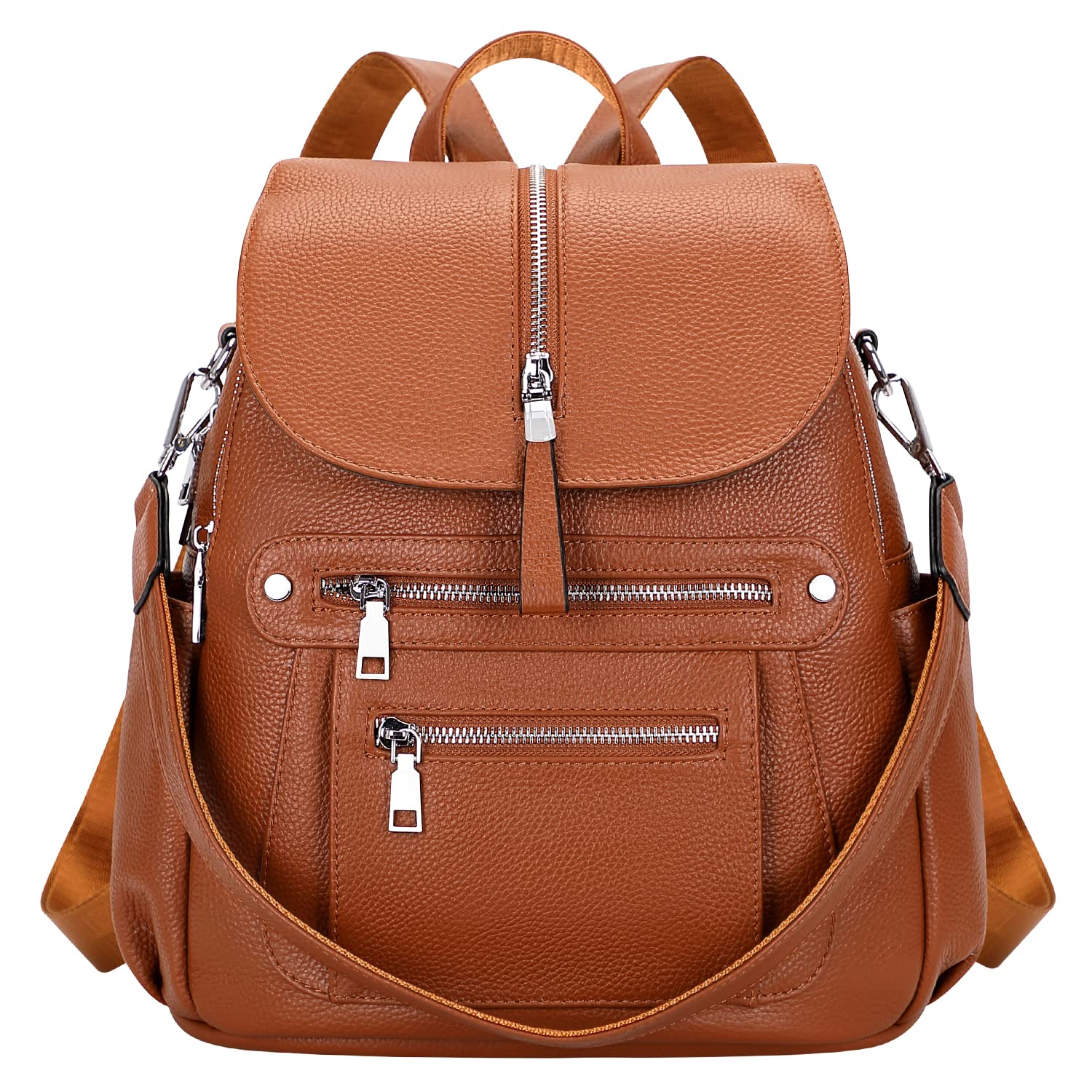 ALTOSYLeather Backpack Purse for Women Fashion Casual Handbag with Multi Pockets and Flap
