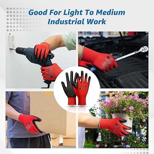 Miniatura 6 de Guantes de trabajo de seguridad para hombres y mujeres, guantes de trabajo de microespuma de nitrilo XL, guantes de trabajo delgados con dedos para