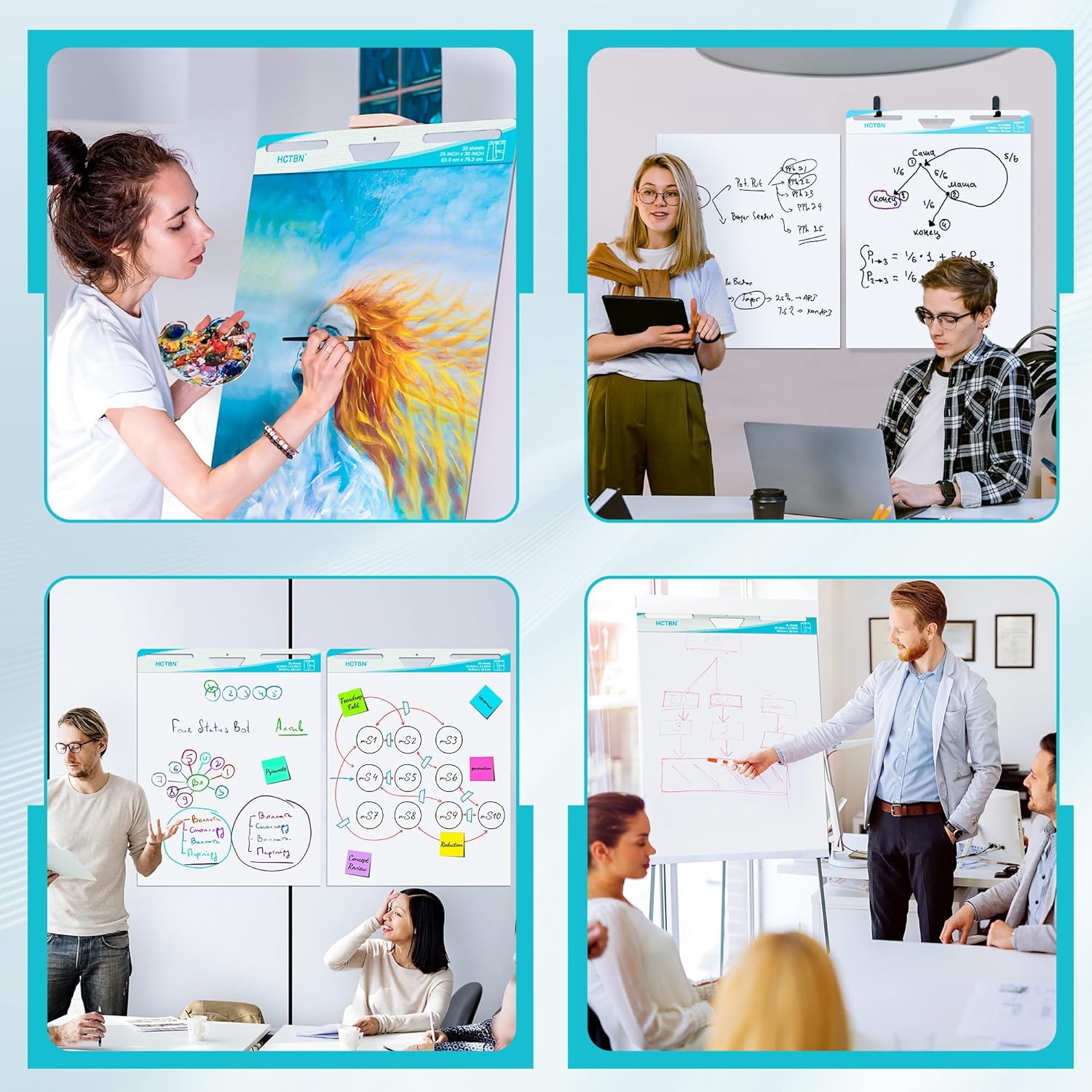 Sticky Easel Pad, 25 in x 30 in, White, 30 Sheets/Pad, 4 Pads/Pack – Large Premium Self Stick Flip Chart Paper Super Sticking Power for Offices, Classrooms, Conference Rooms, & Training Centers