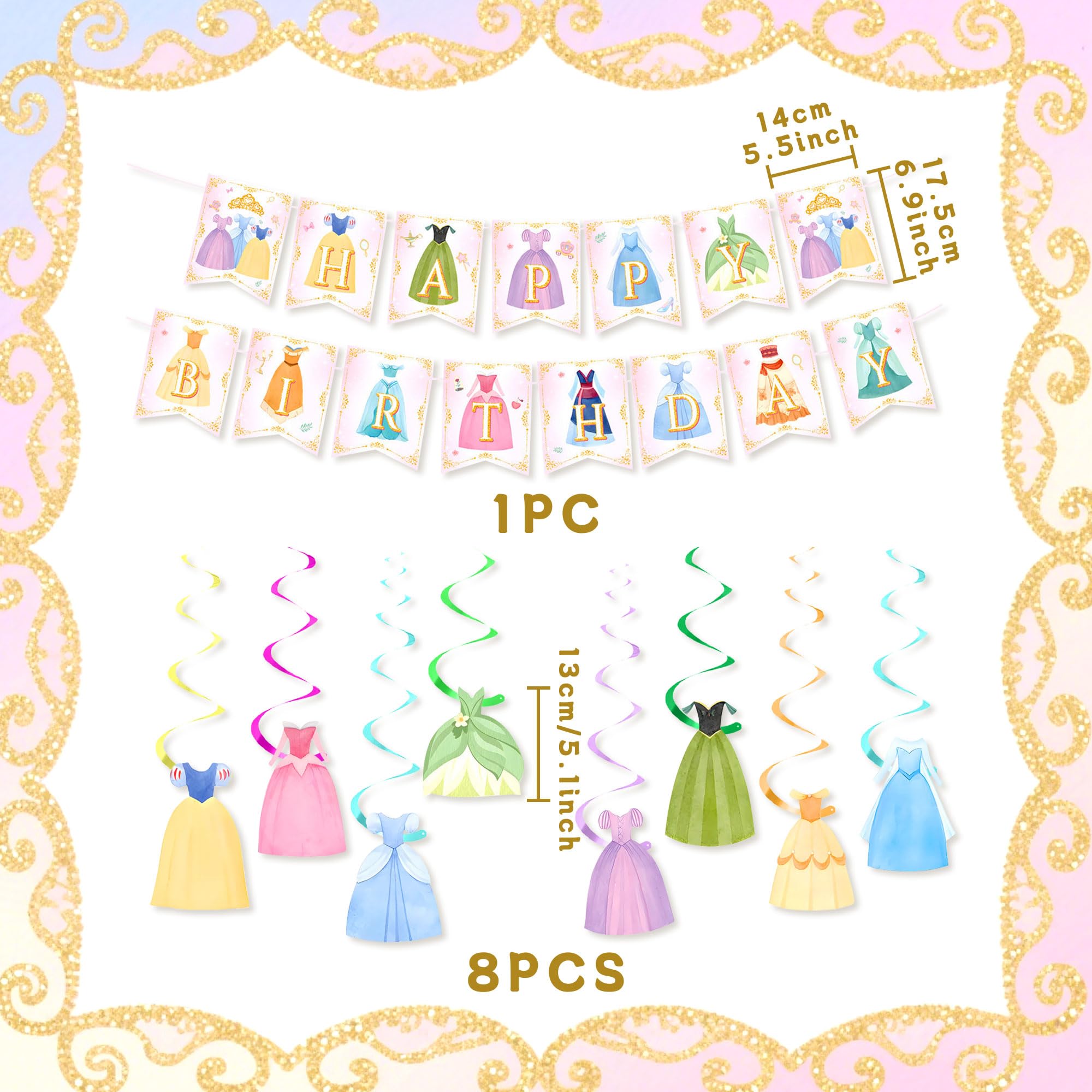 JeVenis Princess Birthday Party Decorations Princess Party Banner Garland Hanging Swirls for Girl Birthday Party Supplies - Image 2