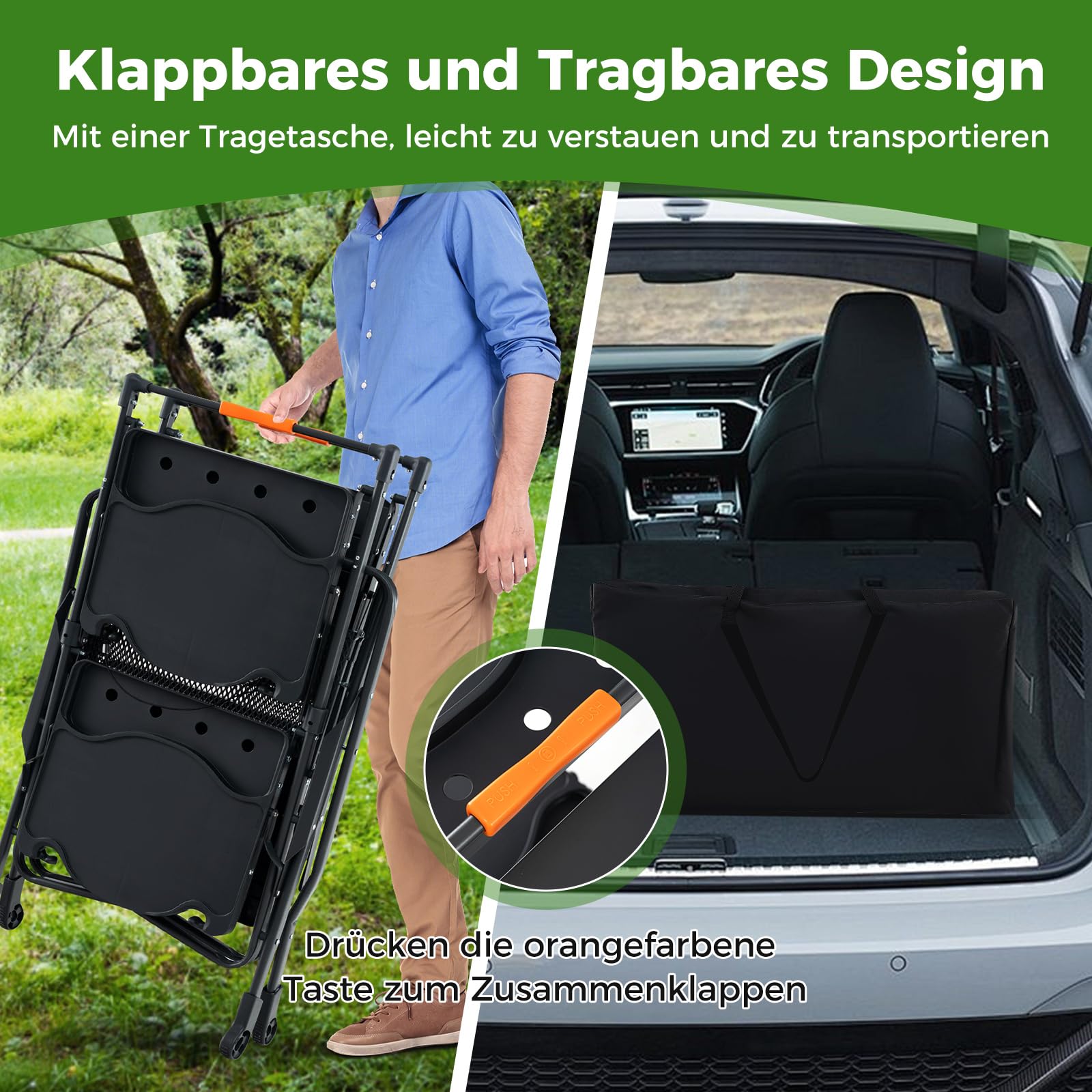 COSTWAY Campingküche klappbar, Reiseküche mit Aluminium-Tischplatte, 4 Seitentischen, Ablage & Tragetasche, Camping Küche, Outdoor-Kochstation für Picknick, Grillen, Camping und Reisen