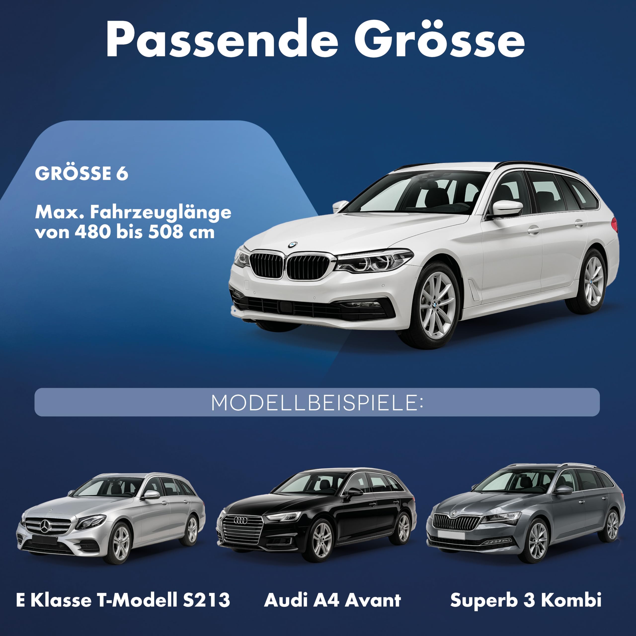 Walser Abdeckplane Auto All Weather, Abdeckung wasserdicht, 100% wetterfeste PKW Garage Zelt Sommer/Winter, Autoabdeckung Outdoor, Schutzdecke wasserdicht, Autoplane Vollgarage Größe 6 Kombi Silber