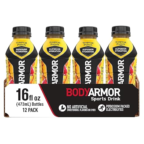 BODYARMOR Sports Drink Sports Beverage, Tropical Punch, Natural Flavor With Vitamins, Potassium-Packed Electrolytes, No Preservatives, Perfect For ...