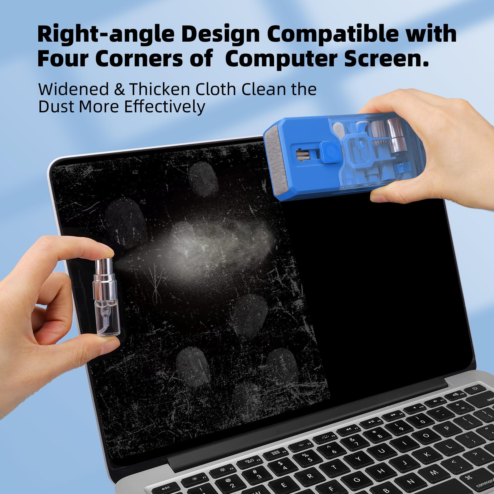 Keyboard Cleaning Kit Laptop Cleaner, All-in-1 Computer Screen Cleaning Brush Tool, Multi-Function PC Accessories Electronic Cleaner Kit Spray for iPhone iPad Macbook Earbud Camera Monitor with Patent: SkyBlue