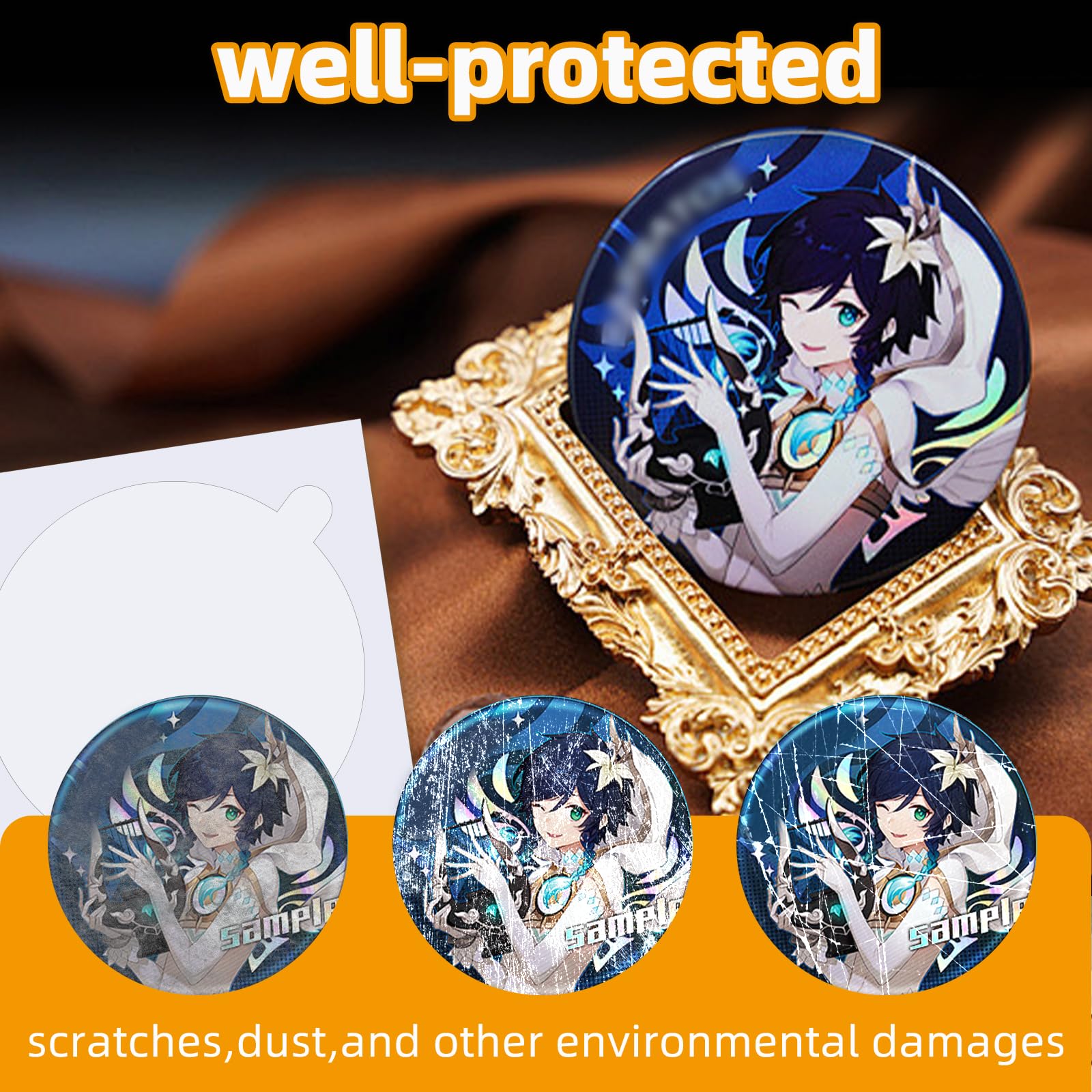 200Pcs Badge Film, PVC Transparent Badge Protective Film Circle Mylars Protective Sheet for Arts Crafts Supplies (75mm) - Image 4