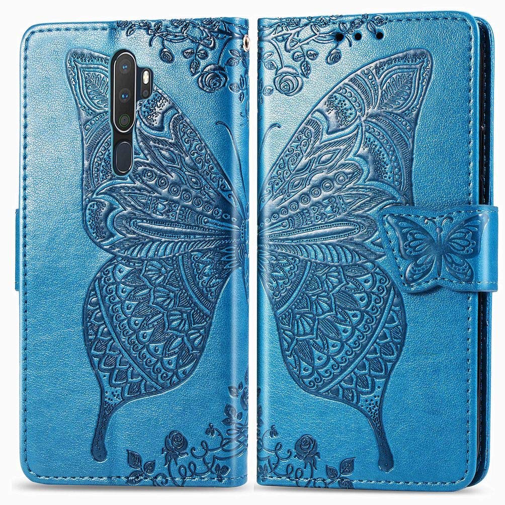 TANYO Cover Compatible per Oppo A9 2020/A5 2020, PU + TPU Flip Pelle Portafoglio [Slot per Schede] [Chiusura Magnetica] Custodia Viola Chiaro
