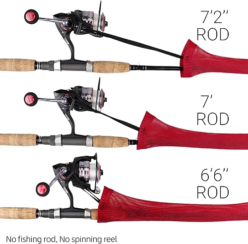 Miniatura 28 de RUNCL Fundas para caña de pescar y bolsas de carrete, calcetines de caña de hilar/fundición y cubiertas de carrete de spinning/baitcasting, solución