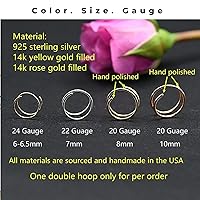 Vista 9 de 14k Gold Filled 20G Double Hoop Nose Ring for Single Piercing, 20 Gauge Small Thin 8mm Spiral Nose Jewelry for Women Men