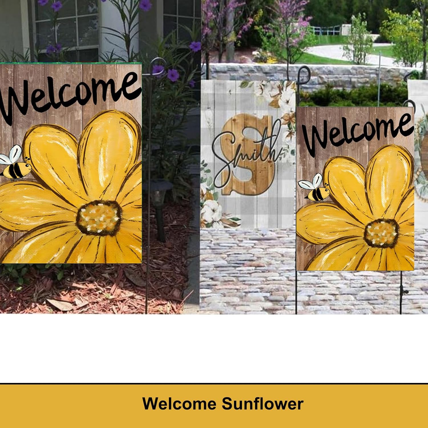 Sunflower Spring Summer Welcome Garden Flags 12x18- Bee Flower Yard Flag Double Sided for Outside Lawn Patio - Image 7