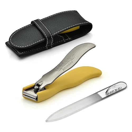 Miniatura 3 de GÖSOL "On Tour I" Set de manicura de 2 piezas con lima de uñas de cristal Mont Bleu, en estuche de piel  hecho en Solingen (Alemania)