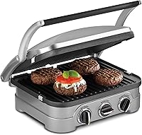Cuisinart Griddler GR-4NNAS 5-in-1 Indoor Grill & Panini Press, Reversible Nonstick Plates, Dishwasher Safe, Stainless Steel