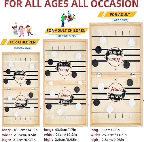 Miniatura 5 de Juego de disco plegable rápido con tablero de ajedrez y tablero de damas, Tic Tac Toe. Noche familiar de hockey aéreo de madera, juegos de mesa,