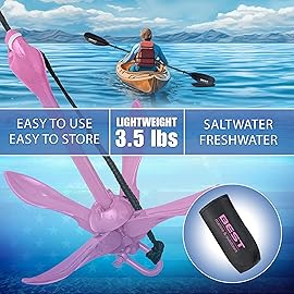Best Marine and Outdoors Kayak Anchor, 3.5 Pound Anchor System Kit for Kayaks, Canoes, SUP Paddle Boards & Jet Skis, Fishing, Boating & Kayaking Accessories (Pink)