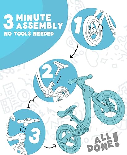 Miniatura 7 de Rideo Bicicleta de equilibrio plegable para niños  Safety First Bicicleta de 12 pulgadas para niños y niñas de 3 a 5 años  Bicicleta de empuje con