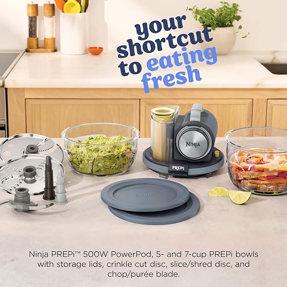 Ninja PREPi 5-in-1 Prep & Store System, Crinkle, Slice, Shred, PN301WH