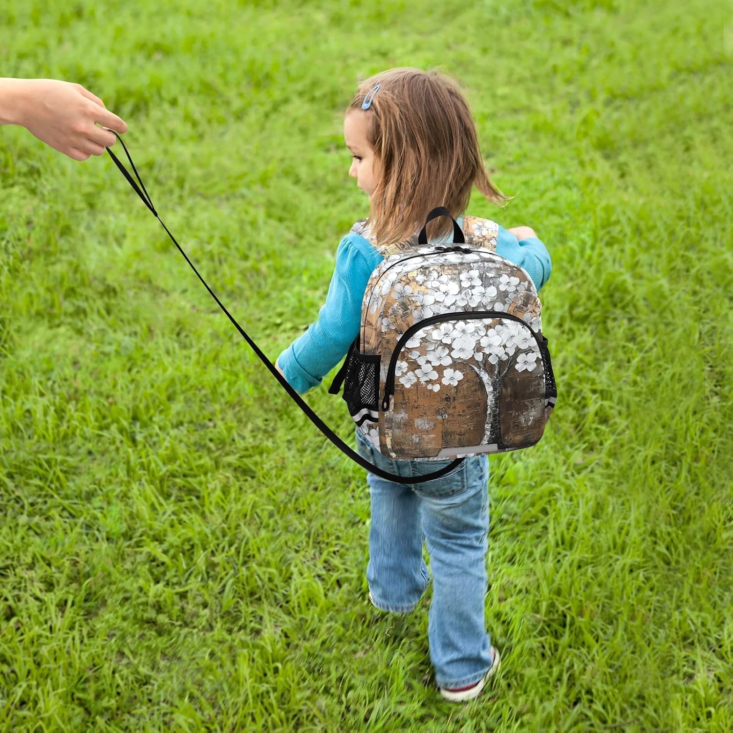 White Blossom Tree Bronze Toddler Harness Backpack for Boys Girls 3-6 Years Kids Backpack with Anti Lost Safety Leash Child Leash Backpack for Preschool Travel Walking