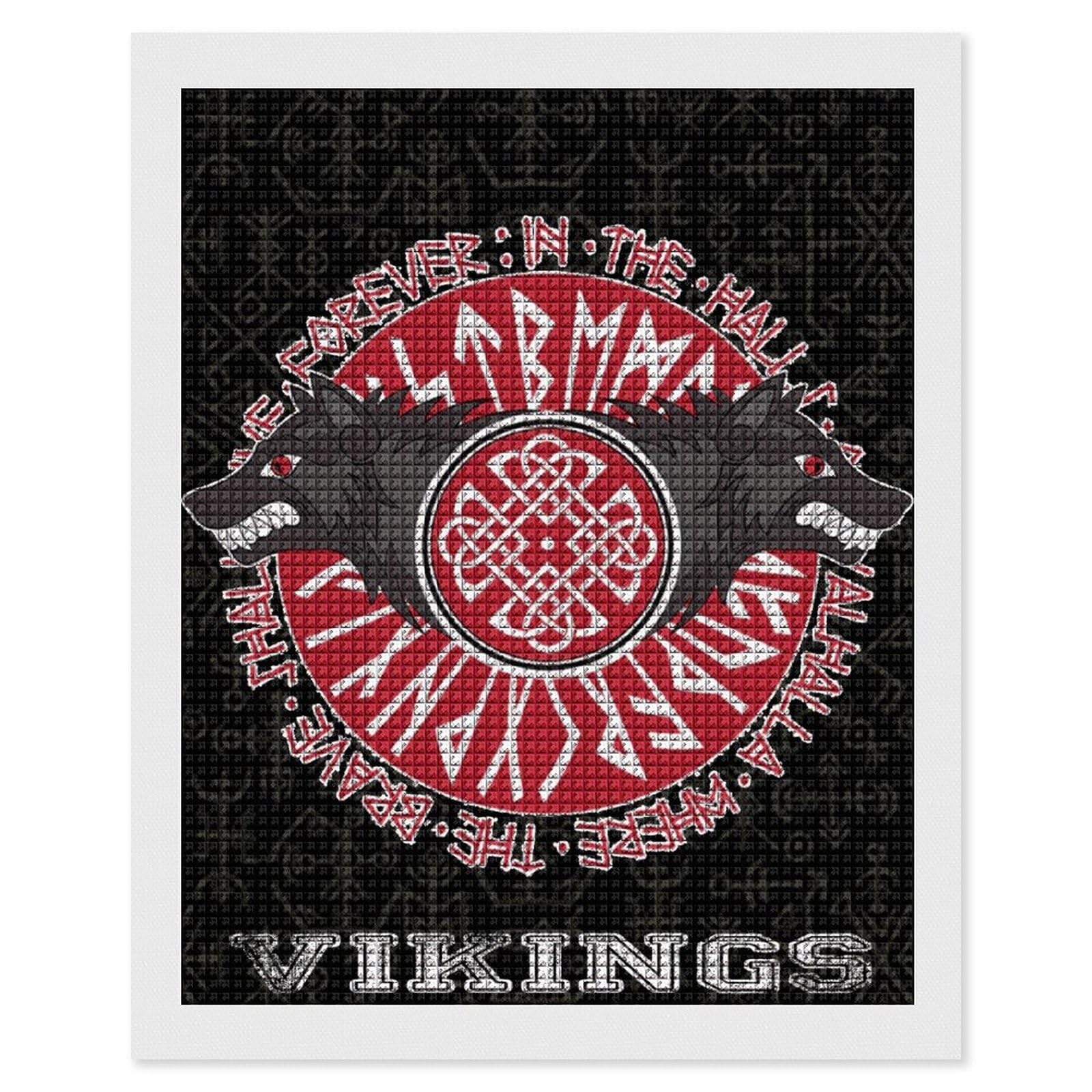 Kits d'art diamant complet carrés Vikings 5D toile anti-plis grand format pour salon