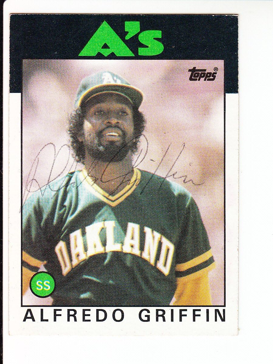 1986 Topps 566 Alfredo Griffin Oakland A's Signed
