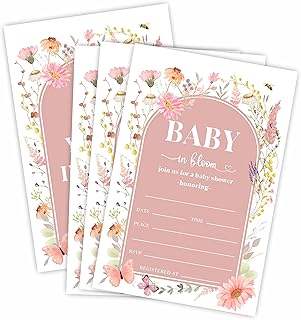 Floral Arch Baby Shower Invitation Cards With Envelopes, Baby In Bloom Invites For Baby Shower, Gender Reveal, Baby Announcement, Party Favor & Accessories(25Pcs) - C20