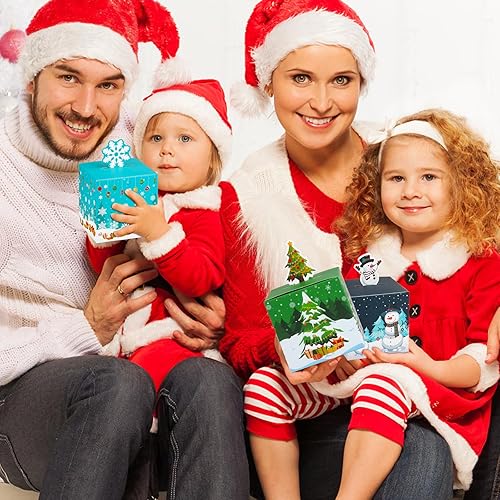 Miniatura 9 de Waenerec 24 cajas de regalo de Navidad, caja de dulces de Navidad 3D para niños, galletas de Navidad, adornos de papel, cajas de Papá Noel para