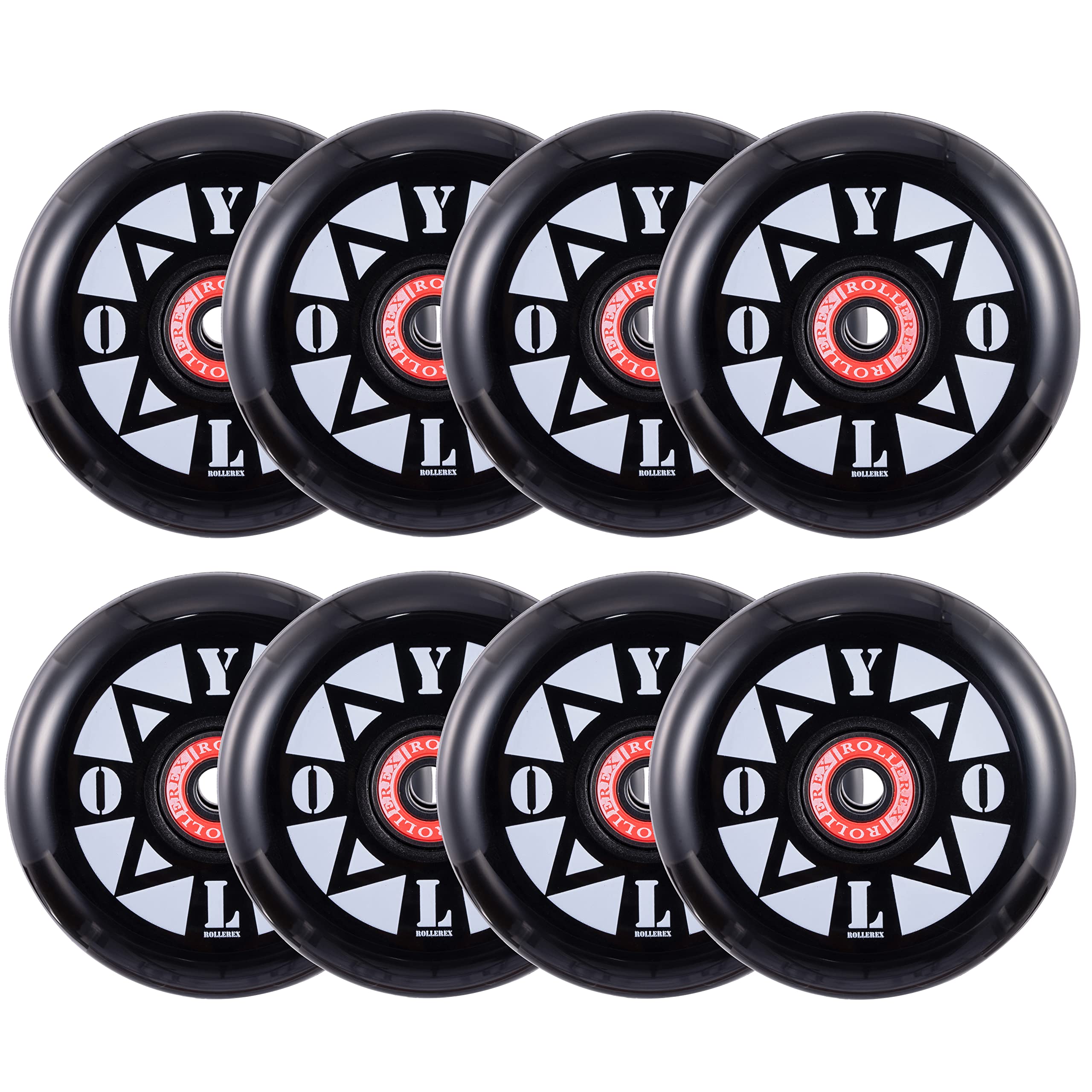 RollerexYOLO Inline Skate Wheels (8-Pack with Bearings, Spacers and Washers) (80mm)